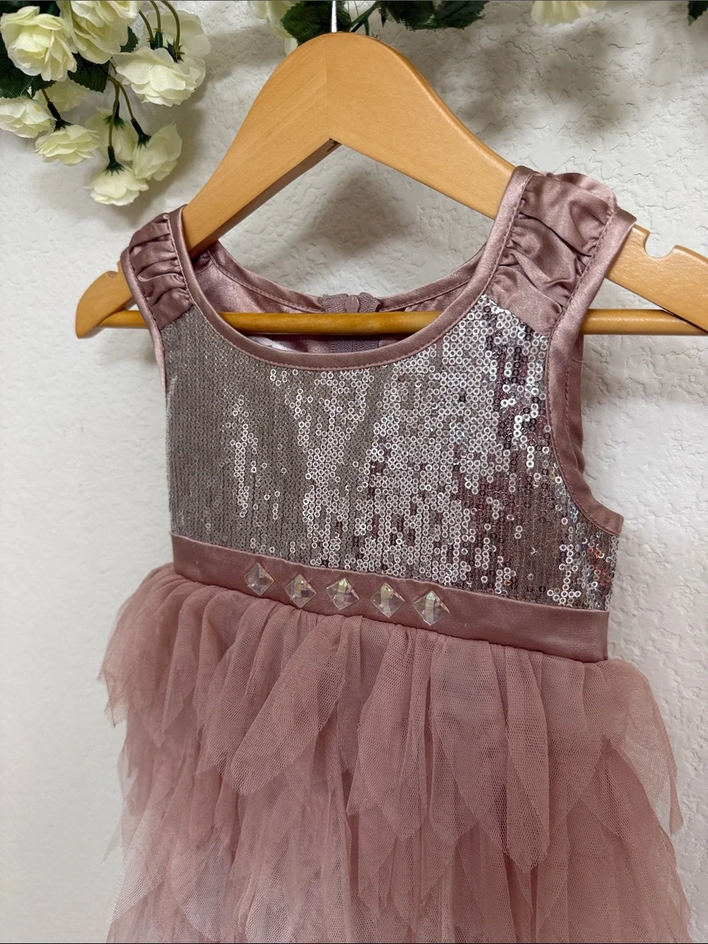 Biscotti • Rose Gold Sequin Ruffle Tulle Party Dress
